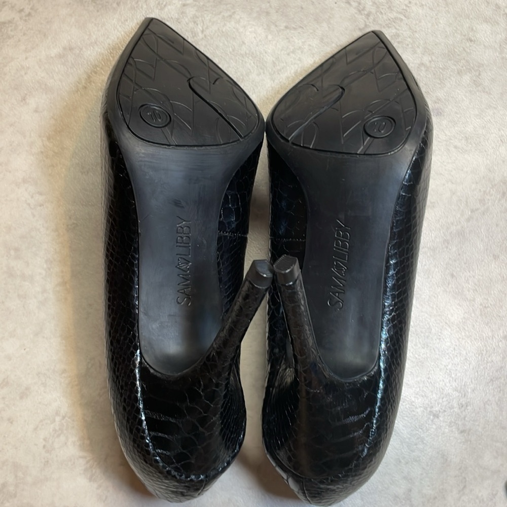 Sam & Libby women’s black reptile print heels. Size 10 - Picture 8 of 12